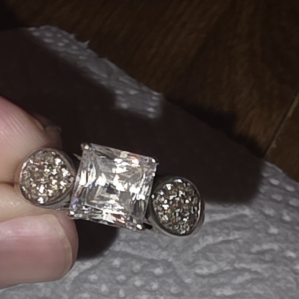 Silver-Tone Clear Cubic Zirconia Statement Ring - Clear